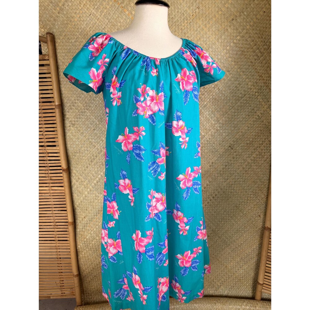 Vintage 90s Hilo Hattie Cotton MuuMuu Dress Hawaiian Sundress Tiki Luau Large